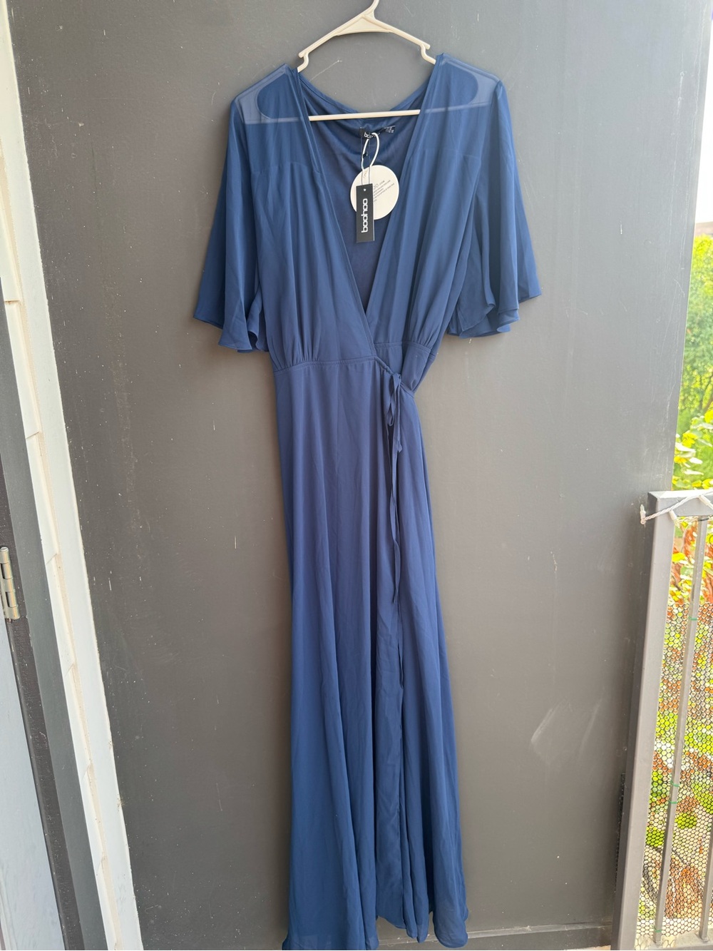 NWT Boohoo navy blue bridesmaid Wrap Maxi Dress #wedding #formal